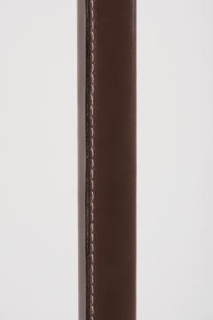 Brown Leather and Brass Floor Lamp - 3528149