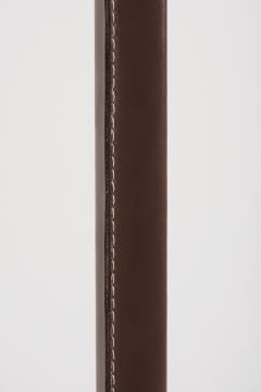 Brown Leather and Brass Floor Lamp - 3528149