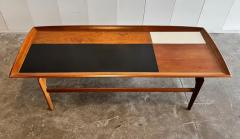 Brown Saltman 1960s Brown Saltman Mid century Walnut Coffee Table with Black an White Accents - 3946582