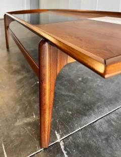 Brown Saltman 1960s Brown Saltman Mid century Walnut Coffee Table with Black an White Accents - 3946624