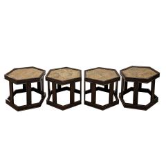Brown Saltman Brown Saltman Occasional Tables with Gold Copper Resin Tops 1960s Signed  - 3334628