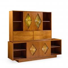 Brown Saltman John Keal for Brown Saltman Style Mid Century Tambour Door Credenza and Hutch - 4509567