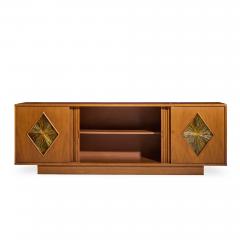 Brown Saltman John Keal for Brown Saltman Style Mid Century Tambour Door Credenza and Hutch - 4509568