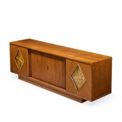 Brown Saltman John Keal for Brown Saltman Style Mid Century Tambour Door Credenza and Hutch - 4509572
