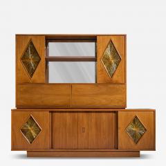 Brown Saltman John Keal for Brown Saltman Style Mid Century Tambour Door Credenza and Hutch - 4509694