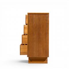 Brown Saltman Paul Frankl for Brown Saltman Mid Century Oak and Brass Highboy Dresser - 4687580