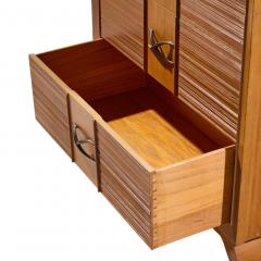 Brown Saltman Paul Frankl for Brown Saltman Mid Century Oak and Brass Highboy Dresser - 4687582