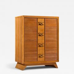 Brown Saltman Paul Frankl for Brown Saltman Mid Century Oak and Brass Highboy Dresser - 4689061