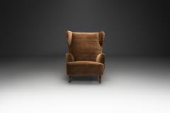 Brown Upholstered Wingback Armchair Europe Mid 20th Century - 4784932