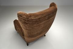 Brown Upholstered Wingback Armchair Europe Mid 20th Century - 4784936