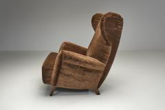 Brown Upholstered Wingback Armchair Europe Mid 20th Century - 4784939