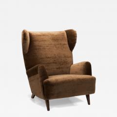 Brown Upholstered Wingback Armchair Europe Mid 20th Century - 4804675