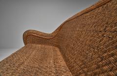 Brown Woven Wicker Sofa Italy Mid 20th Century - 4515723