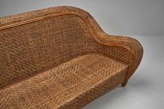 Brown Woven Wicker Sofa Italy Mid 20th Century - 4515724