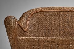 Brown Woven Wicker Sofa Italy Mid 20th Century - 4515725