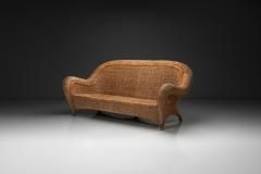 Brown Woven Wicker Sofa Italy Mid 20th Century - 4520577