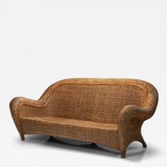 Brown Woven Wicker Sofa Italy Mid 20th Century - 4521100