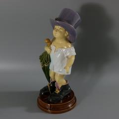 Brownfield Majolica Figure of a Child Titled PAPA - 3011869