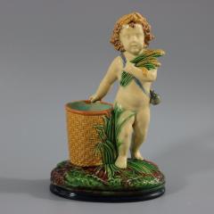 Brownfield Majolica Putti Figural Posy Vase - 2441204