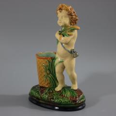 Brownfield Majolica Putti Figural Posy Vase - 2441205