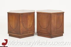 Broyhill Brasilia Mid Century Hexagon Side End Table Cabinet A Pair - 2575412