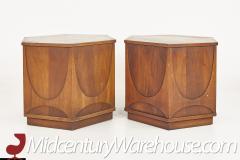 Broyhill Brasilia Mid Century Hexagon Side End Table Cabinet A Pair - 2575414