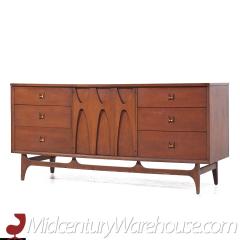 Broyhill Brasilia Mid Century Walnut and Brass Lowboy Dresser - 3688099