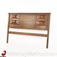 Broyhill Brasilia Style Brutalist Mid Century Full Walnut Headboard - 2574618