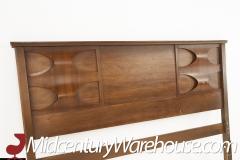 Broyhill Brasilia Style Brutalist Mid Century Full Walnut Headboard - 2574619