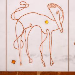 Bruno Capacci Bruno Capacci One of a Kind Coffee Table with Surrealist Figures 1950s Signed  - 4372401