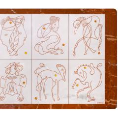 Bruno Capacci Bruno Capacci One of a Kind Coffee Table with Surrealist Figures 1950s Signed  - 4373365