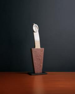 Bruno Gambone Ceramic Sculpture with Steel Base by Bruno Gambone Italy c 1990 - 4573564