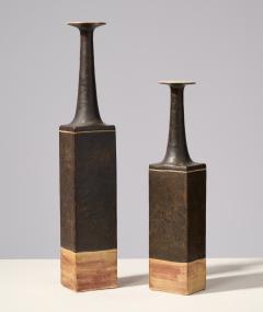 Bruno Gambone Elegant Pair of Tall Ceramic Bruno Gambone Vases 1970s - 3601304