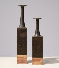 Bruno Gambone Elegant Pair of Tall Ceramic Bruno Gambone Vases 1970s - 3601349