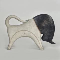 Bruno Gambone Late 20th Century Matt White Black Stoneware Bull Sculpture by Bruno Gambone - 2345071