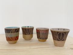 Bruno Gambone SET OF FOUR BRUNO GAMBONE CERAMIC CUPS - 2445637