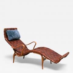 Bruno Mathsson Bruno Mathsson Pernilla 3 Chaise Longue in Brown Leather Karl Mathsson 1944 - 4034105