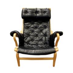 Bruno Mathsson Bruno Mathsson Pernilla Loung Chair with Tufted Black Leather 1969 signed  - 898925