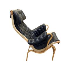 Bruno Mathsson Bruno Mathsson Pernilla Loung Chair with Tufted Black Leather 1969 signed  - 898928