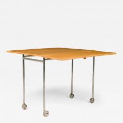 Bruno Mathsson Bruno Mathsson Swedish Mid Century Drop Leaf Wood And Steel Rolling Work Table - 3178063