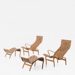 Bruno Mathsson Easy Chairs with Stools Model Pernilla Produced by Karl Mathsson AB - 1864345