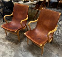 Bruno Mathsson Pair of Bruno Mathsson Eva Chairs in Cognac Original Leather Sweden 1970s - 2969643