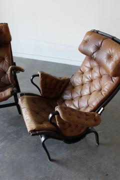 Bruno Mathsson Pernilla Leather Lounge Chairs by Bruno Mathsson for DUX - 4580898