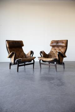 Bruno Mathsson Pernilla Leather Lounge Chairs by Bruno Mathsson for DUX - 4580936