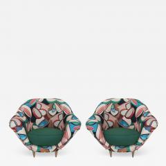 Bruno Munari Federico Munari Mid Century Modern Pair of Linen Armchairs Italy 50s - 2596452