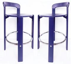 Bruno Rey Bruno Rey Beech and Chrome Counter Bar Stools Dietiker Switzerland - 3503047