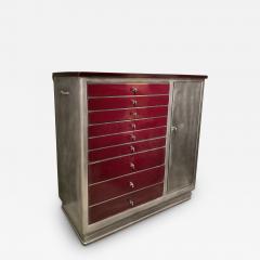 Brushed Steel and Enameled Cabinet - 2515739