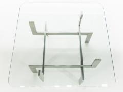 Brushed steel Paul Legeard square coffee table 1970s - 1081991