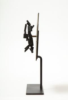 Brutalist Bronze Piece on Stand 20th Century - 1327145