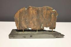 Brutalist Bronze Sculpture on Stand with Sedimentary Base - 2336712